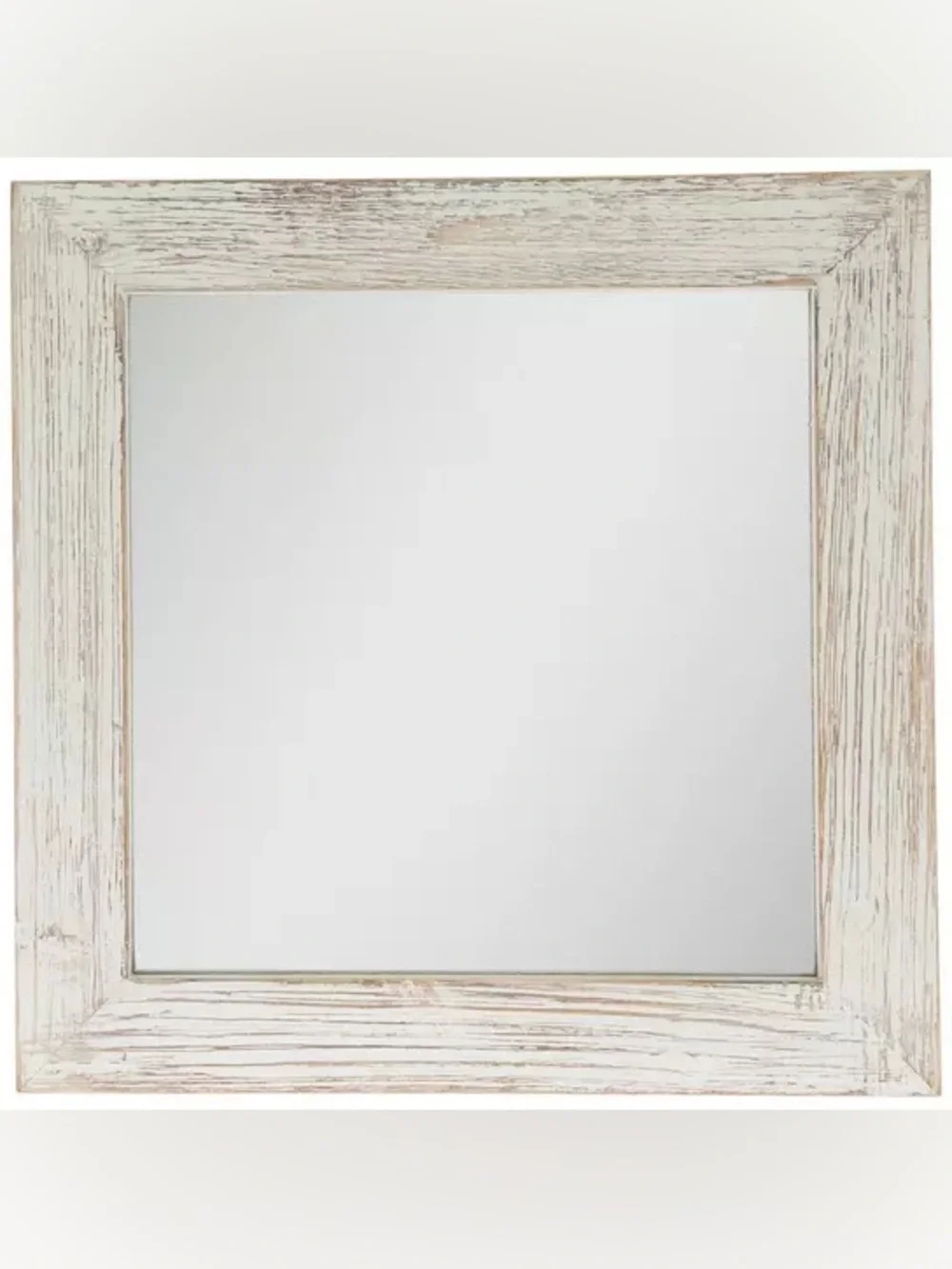 Distressed Square Wood Wall Mirror
